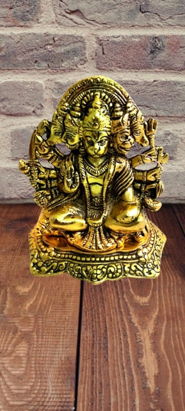 PJH Panchmukhi Hanuman  - White Metal, Box, Golden