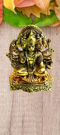 PJH Panchmukhi Hanuman  - White Metal, Box, Golden
