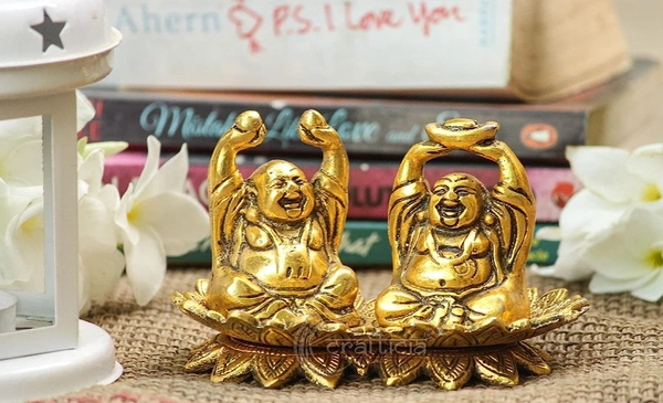 PJH Laughing Buddha  - L 4 x B 2.5 x H 3 Inch., White Metal (Aluminium), 246 Gms., Box