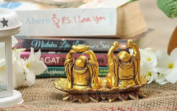 PJH Laughing Buddha  - L 4 x B 2.5 x H 3 Inch., White Metal (Aluminium), 246 Gms., Box