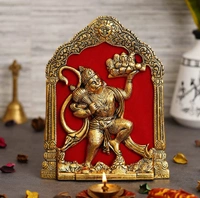 PJH Hanuman - 7 × 8.5 inches., White Metal, Box, Golden