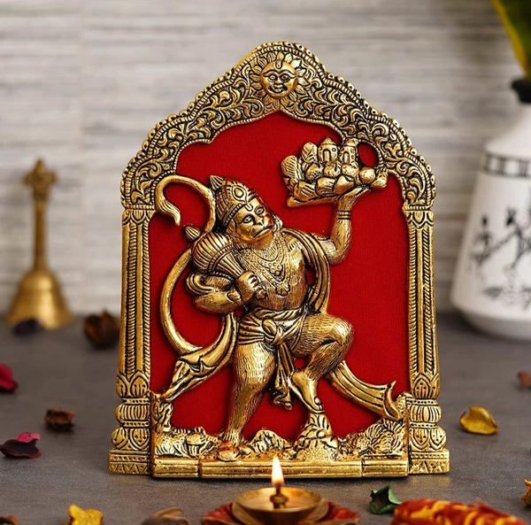 PJH Hanuman - 7 × 8.5 inches., White Metal, Box, Golden