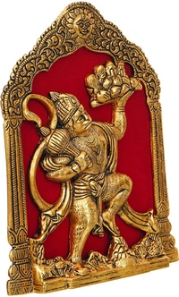 PJH Hanuman - 7 × 8.5 inches., White Metal, Box, Golden
