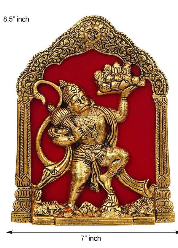 PJH Hanuman - 7 × 8.5 inches., White Metal, Box, Golden
