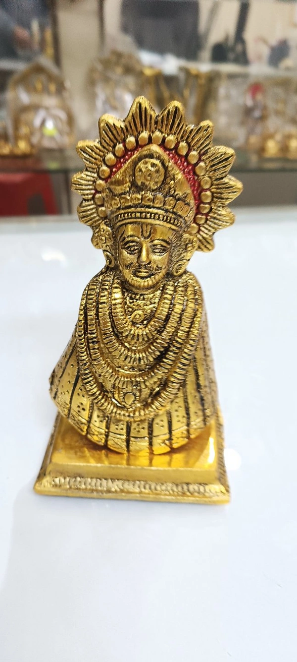 PJH Khatu Shyam Ji  - 6.5 × 3.5 × 3 Inch., White Metal, 350 Gms., Box, golden