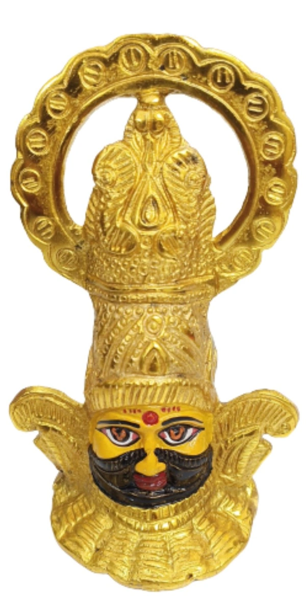 PJH Khatu Shyam Ji  - 7.5 × 7.5 × 15 cms., White Metal, Golden