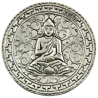 PJH White Metal Meditating Buddha Incense Stick Burner - 4"D, Pack of 2 Pieces - Aluminium, Box