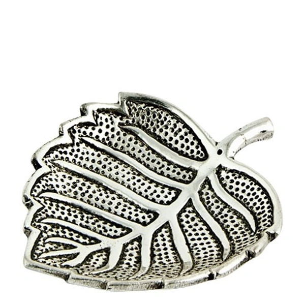 PJH White Metal Boddhi Leaf Incense Stick Burner - 4.5"L, 4"W, Pack of 2 Pieces - Aluminium, Box