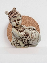 PJH Adorable Polyresin Bal Krishna (Laddu Gopal) Eating Makhan Idol for Janmashtami, Home Temple, and Festive Decor. -