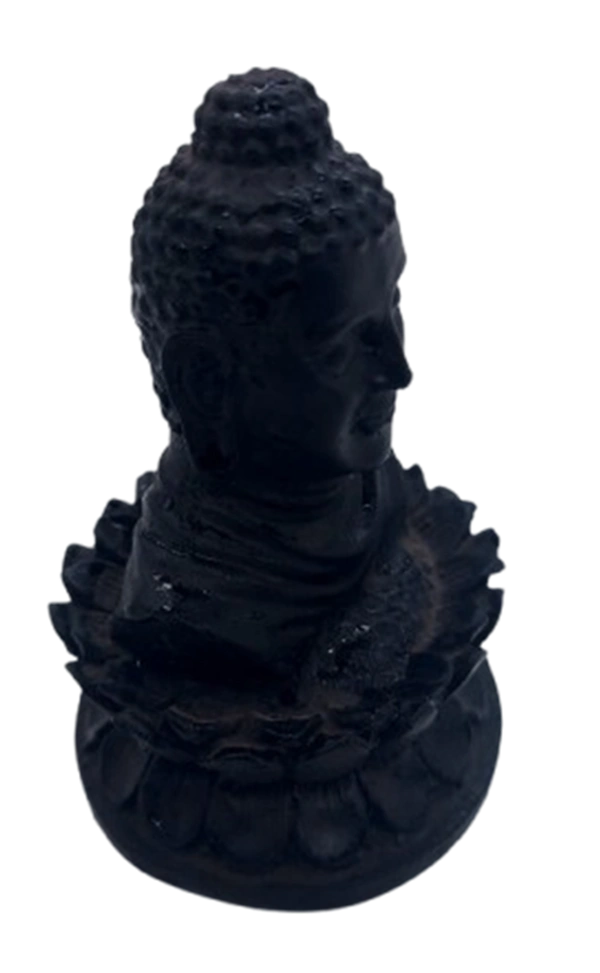 PJH Medium Size Polyresin Buddha Head in Lotus Pose for Home Decor, Meditation Corner, and Spiritual Gifting. - L 2.5 X B 2.5 X H 4 Inch., Polyresin, 166 gms., Box