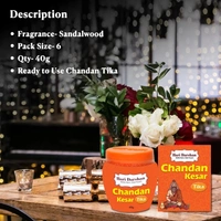 Hari Darshan Chandan Kesar Tika - Made with Pure Mysore sandalwood Paste + Saffron with Powerful Mantras - 40g -