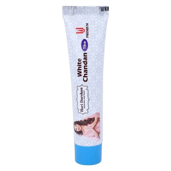Hari Darshan White Chandan Tika 50g Tube -Made with Pure White Sandalwood Powder ,Saffron and natural herbs, Pack of 3