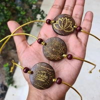 PJH Rakhi - Eco-Friendly Coconut Shell Rakhis for Brothers (Includes 3 Rakhis, Jute Potli & Raksha Bandhan Card) - Set of 3 - Coconut Shell