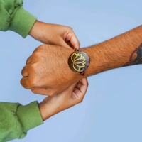 PJH Rakhi - Eco-Friendly Coconut Shell Rakhis for Brothers (Includes 3 Rakhis, Jute Potli & Raksha Bandhan Card) - Set of 3 - Coconut Shell