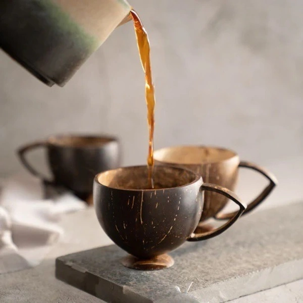 PJH Tea Cup - Coconut Shell Tea Cup ( Set of 2 ) - Coconut Shell