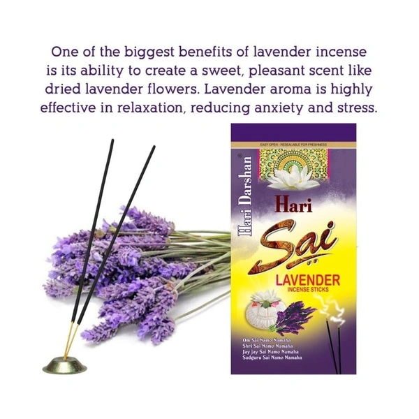 Hari Darshan Hari Sai COMBO Agarbatti 1 packet of Sandal, Rose, Lavender, Mogra Rich Perfumed Incense Stick -120g each - Pack of 4