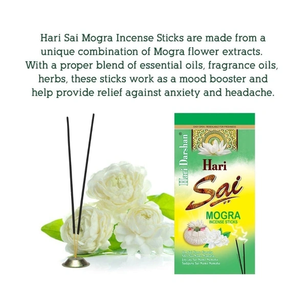 Hari Darshan Hari Sai COMBO Agarbatti 1 packet of Sandal, Rose, Lavender, Mogra Rich Perfumed Incense Stick -120g each - Pack of 4