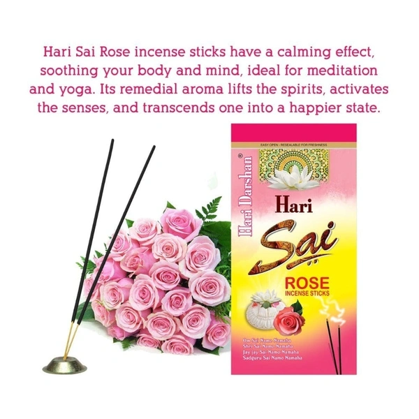 Hari Darshan Hari Sai COMBO Agarbatti 1 packet of Sandal, Rose, Lavender, Mogra Rich Perfumed Incense Stick -120g each - Pack of 4
