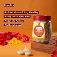 Hari Darshan Ghee Diya - Made With Cow Ghee - Ready-to-Use - 20 Minutes Burning Time - 100pc Small Diya