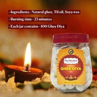 Hari Darshan Ghee Diya - Made With Cow Ghee - Ready-to-Use - 20 Minutes Burning Time - 100pc Small Diya