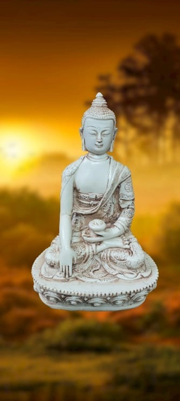 PJH Medium Size Polyresin Meditating Buddha Statue for Home Decor, Yoga Room, and Spiritual Ambience. -