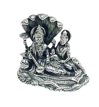 PJH 925 Silver Laxmi Narayan Idol – Antique Finish for Diwali Puja | Home and Puja room | Attract wealth and harmony |