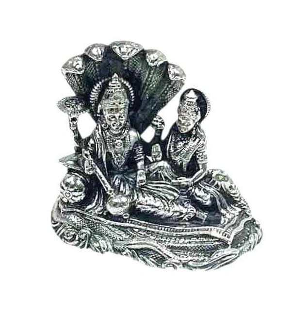 PJH 925 Silver Laxmi Narayan Idol – Antique Finish for Diwali Puja | Home and Puja room | Attract wealth and harmony |