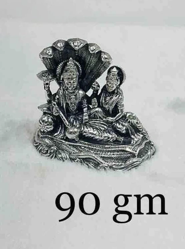 PJH 925 Silver Laxmi Narayan Idol – Antique Finish for Diwali Puja | Home and Puja room | Attract wealth and harmony |