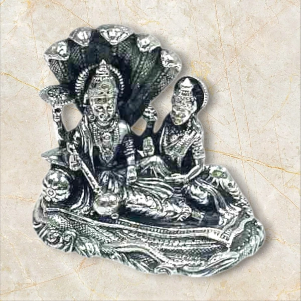 PJH 925 Silver Laxmi Narayan Idol – Antique Finish for Diwali Puja | Home and Puja room | Attract wealth and harmony |