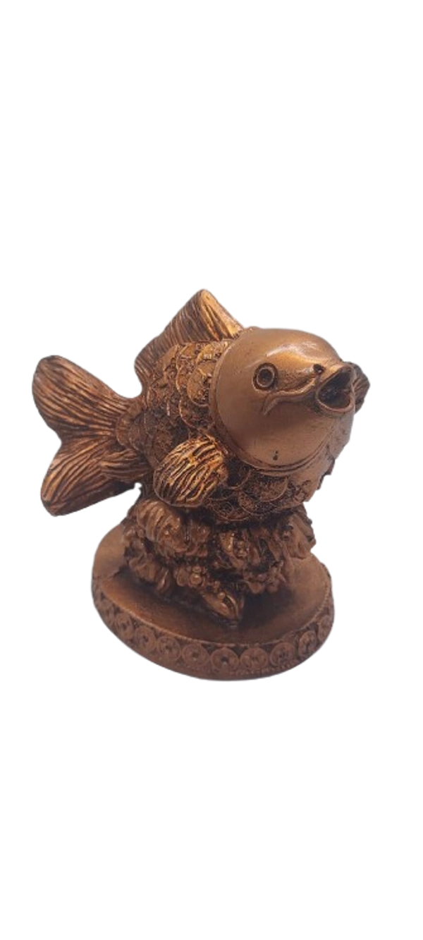 PJH medium-sized polyresin dolphin figurine. - L 5.5 X B 4 X H 6 Inch., Polyresin, 690 gms., Box, Copper