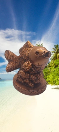 PJH medium-sized polyresin dolphin figurine. - L 5.5 X B 4 X H 6 Inch., Polyresin, 690 gms., Box, Copper