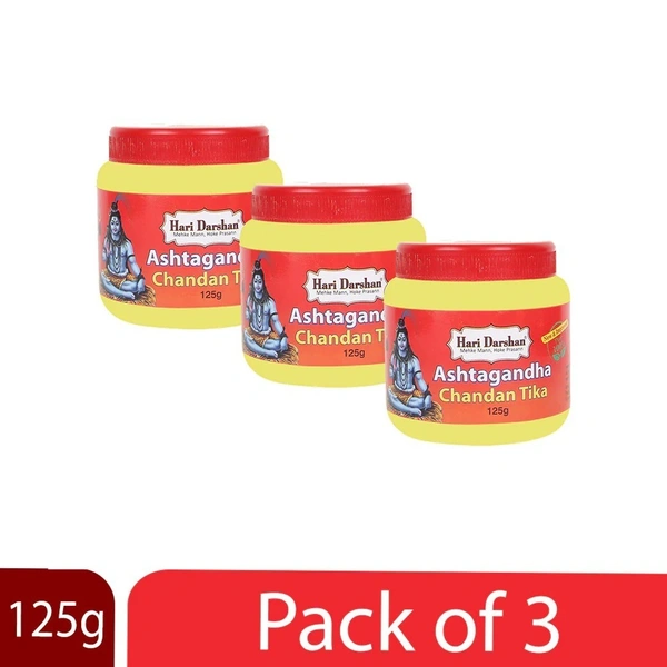 Hari Darshan Ashtagandha Chandan Powder Tika/Tilak- for religious ceremony - 60g, Pack of 4