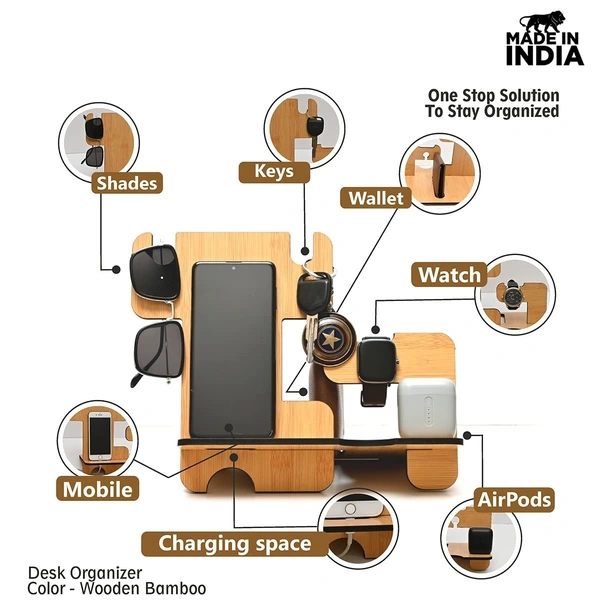 Desk Organizer (5 in 1) with Mobile Stand thoughtful gifts for men anniversary, birthday gift for brother, boyfriend gifts for him