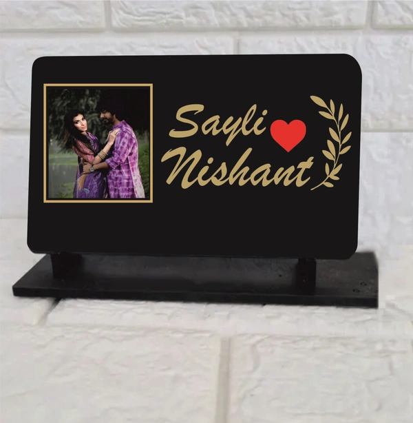 Personalized Wooden Photo Frame with Name and Photo | Gifts for Birthday, Anniversary & Valentine's Day | Table Mount Phone Frame