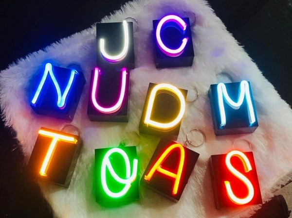Neon Keychain with Alphabets