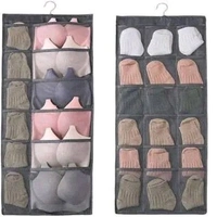 30 Pockets Double Sided Clear Hanging Bag Underwear Bra Socks Hanger Storage Organizer Wall Hanging Closet Shelves Storage Pockets (Grey) |UG Oganiser