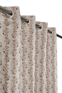 Panipat Textile Hub Polyester Eyelet Brown jacquard curtains Pack of 2 - Long Door (4x9 Feet)