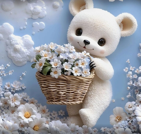 White 7D Basket Teddy Digital Glace Cotton  King Size Flat Double Bedsheet (Size Bedsheet 90x100 inch with 2 Pillow cover)