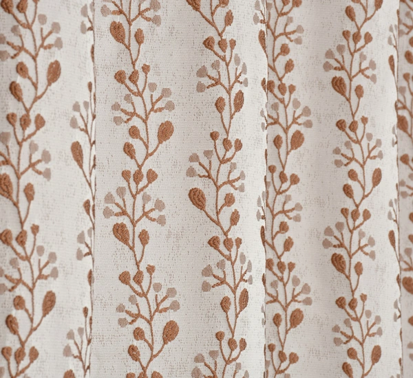 Panipat Textile Hub Polyester Eyelet Brown jacquard curtains Pack of 2 - Long Door (4x9 Feet)