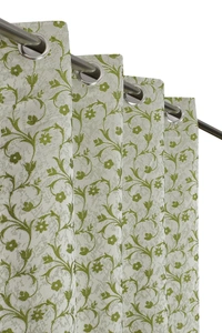 Panipat Textile Hub Polyester Eyelet Green jacquard curtains Pack of 2 - Door (4x7 Feet)