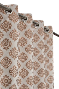Panipat Textile Hub Polyester Eyelet Brown jacquard curtains Pack of 2 - Long Door (4x9 Feet)