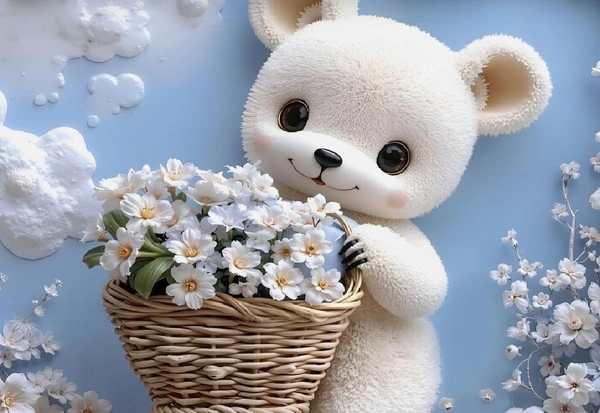 White 7D Basket Teddy Digital Glace Cotton  King Size Flat Double Bedsheet (Size Bedsheet 90x100 inch with 2 Pillow cover)