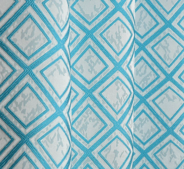 Panipat Textile Hub Polyester Eyelet Aqua  jacquard curtains Pack of 2 - Long Door (4x9 Feet)