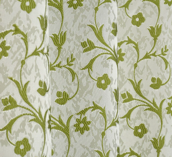 Panipat Textile Hub Polyester Eyelet Green jacquard curtains Pack of 2 - Door (4x7 Feet)