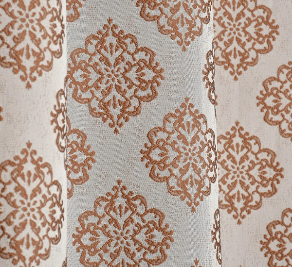 Panipat Textile Hub Polyester Eyelet Brown jacquard curtains Pack of 2 - Long Door (4x9 Feet)