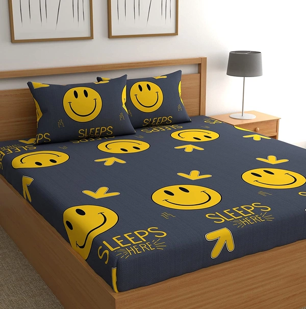 140 TC Microfiber Super Soft Cartoon Double  Flat Bedsheet  with 2 pillow cover