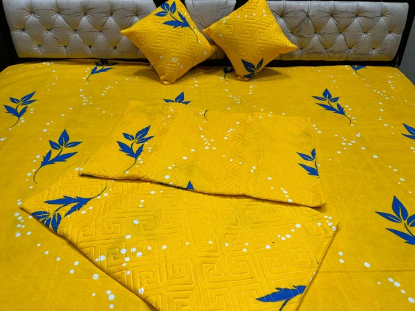 Panipat textile Hub 180 TC Microfiber Super Soft 5 pc Double Bedsheet with 2 Pillow cover or 2 cushion cover with filler - Double