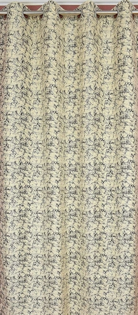 Panipat Textile Hub Polyester Eyelet Beige Designer Print Velvet Blackout curtains Pack of 2 - Door (4x7 Feet), Pista