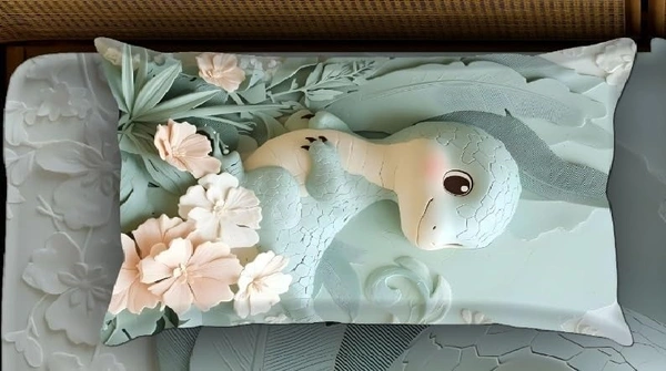 Green 7D Dinasor  Digital Glace Cotton  King Size Flat Double Bedsheet (Size Bedsheet 90x100 inch with 2 Pillow cover)