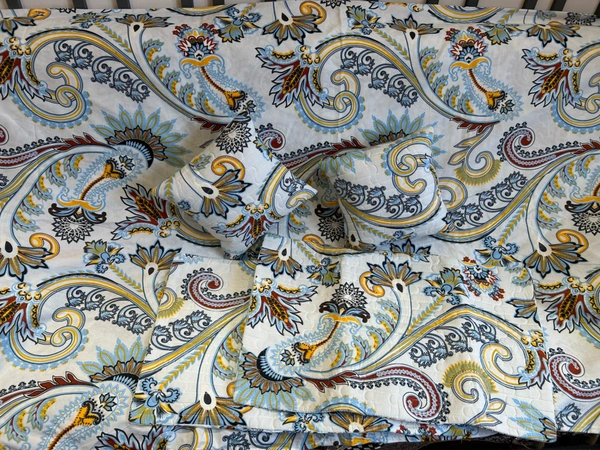 Panipat textile Hub 180 TC Microfiber Super Soft 5 pc Double Bedsheet with 2 Pillow cover or 2 cushion cover with filler - Double